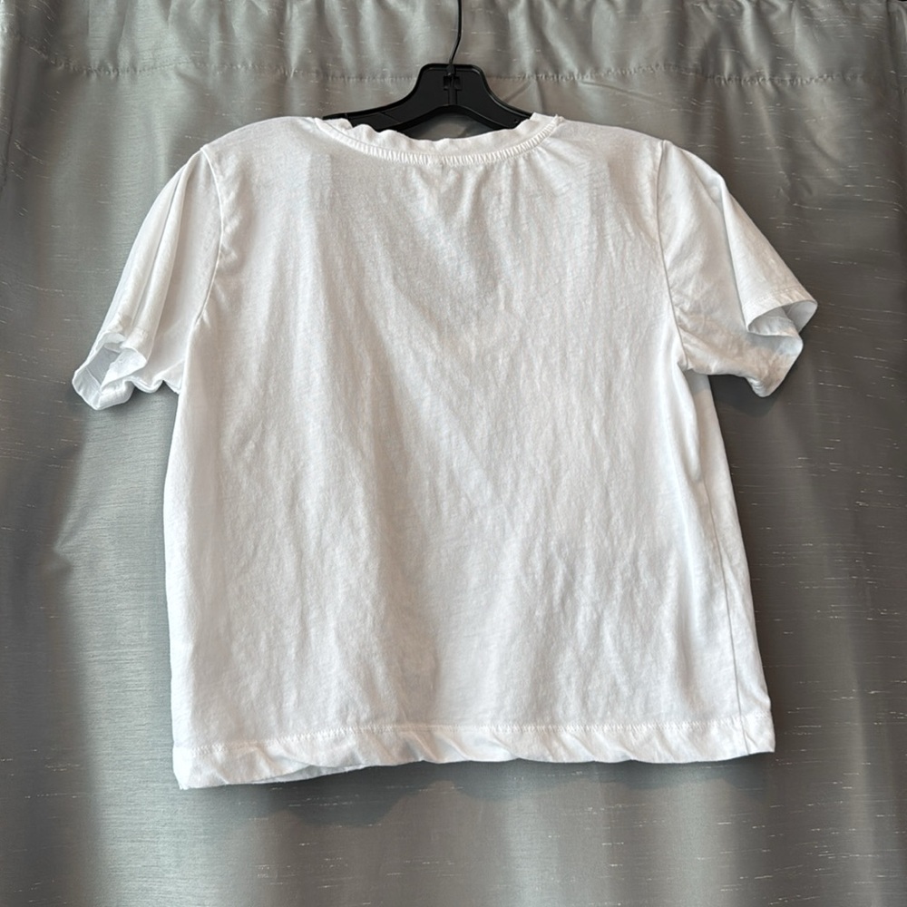 Z Supply White V-Neck Cropped Pocket Tee Size Large - Picture 4 of 4